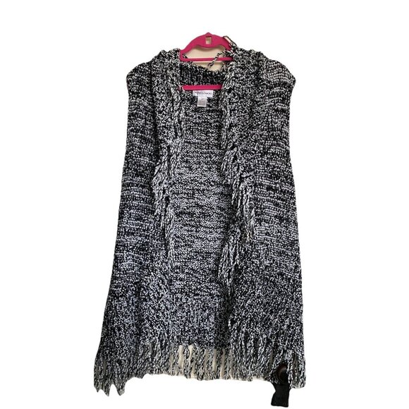 Drapers and Damons Sz 1X Chunky Open Front Fringe Sweater Vest Coastal Grandma - Picture 1 of 10